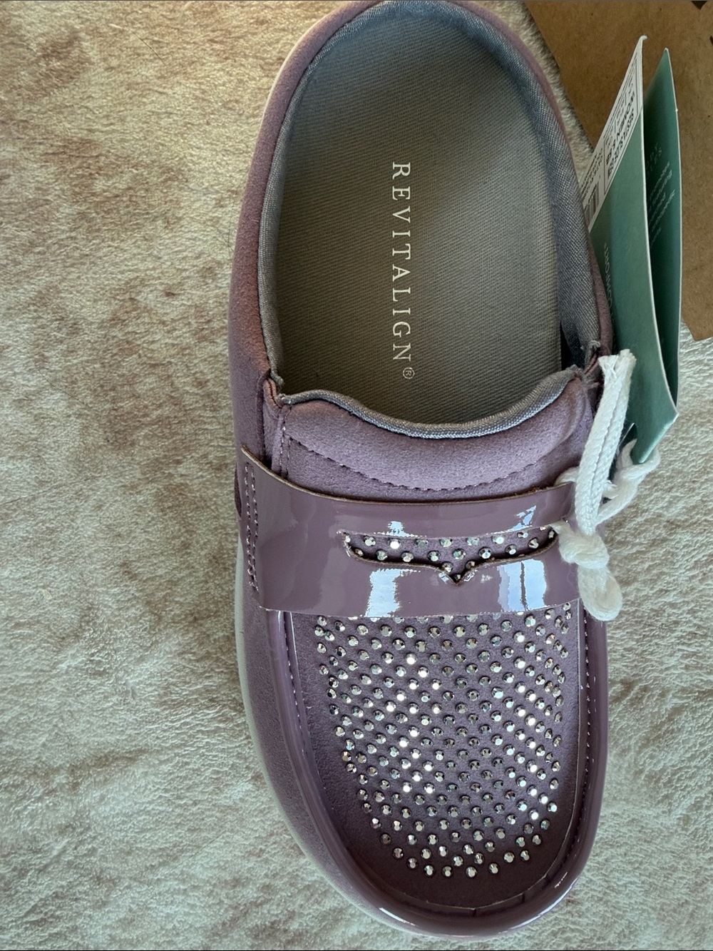REVITALIGN Purple Patent Slip-On Loafer with Stud Detail